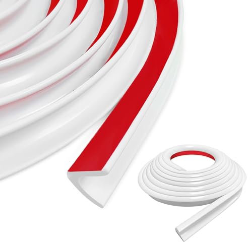 J Shape RV-Regenrinne, 5 M selbstklebende Rückseite, PVC Tropfführungen, Dach-Regenumleitungsstreifen für Fahrzeug, LKW, Wohnmobil, Boot, Auto, Van, Tür, Wohnmobil (Weiß, 5M)