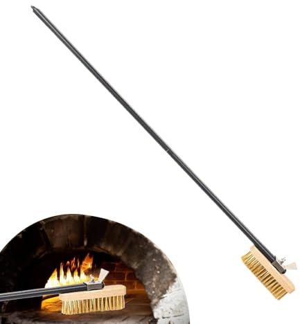 Qutalmi Pizzasteinbürste, Ofenbürste mit Steinschaber,Pizzaofenbürste, Messingborsten, hitzebeständige Steinbürste | Edelstahl-Grillbürste mit Schaber-Reinigungsbürste für Küchen und Restaurants