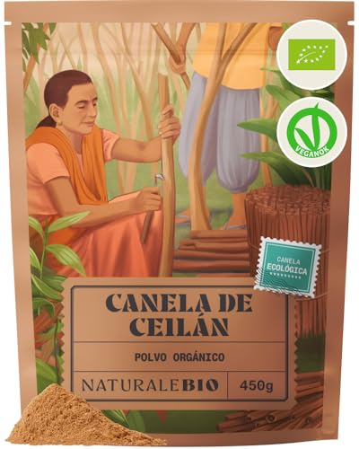 NaturaleBio Organic Ceylon Cinnamon Powder Low Coumarin | 450 g. Sri Lankan true cinnamon powder for baking, porridge, teas, lattes and desserts.