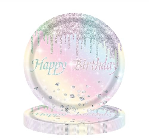 ZSYIULIA 16 Pack 7 Inch Premium Multicoloured Paper Plates - Disposable Rainbow Tableware for Birthday Party Decorations, Tea Parties & Celebrations