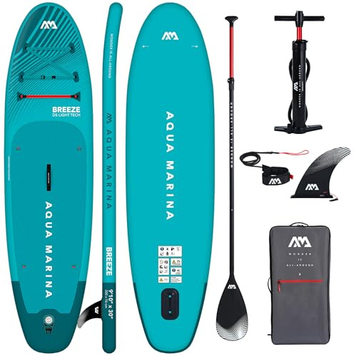 CampSup Aqua Marina Breeze 9'10 – uppblåsbar SUP-bräda allround för nybörjare – Stand Up Paddle Board komplett set – begränsad utgåva blå