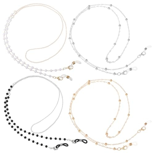 Glasses Chain for Women 4 Pcs Eyeglass Chains Stylish Sunglasses Strap Eyeglass Holder Strap Eye Glass Chains Necklace Chain for Glasses around Neck String Holder Cord Lanyard Gift for Men Women
