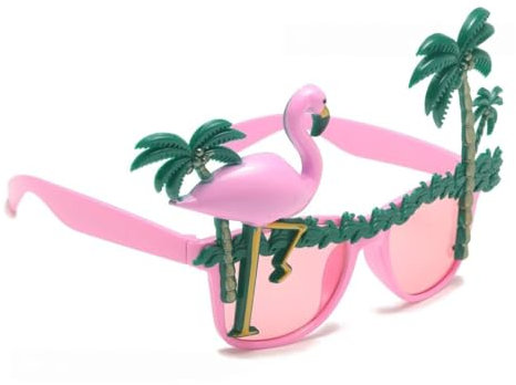 OUDQFCJ 1 paia accessori fotografici hawaiani, con fenicottero, in noce di cocco, per il trucco, per feste, alberi, accessori per feste, palme, Natale