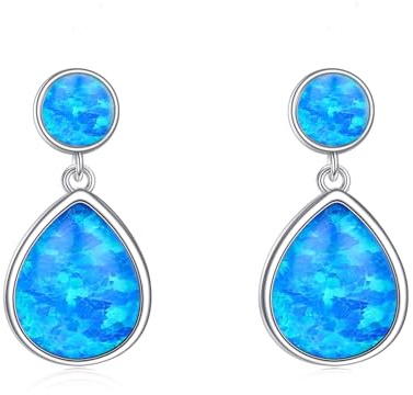 POPLYKE Larimar/Mondstein/Opal/Labradorit/Rosenquarz Ohrringe für Frauen Sterling Silber Teardrop Ohrstecker Schmuck Geschenk für Frauen