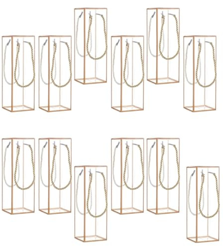 Packung mit 12 transparenten rechteckigen Geschenkboxen mit goldenem Rand für elegante Braut- und Party-Leckereien, Verpackung mit zartem Design