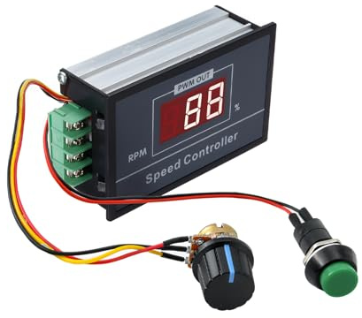 Contrôleur de Vitesse Moteur CC 6-60V 6V 12V 24V 48V 30A Régulateur PWM Variateur de Vitesse Réglable avec Affichage Numérique LED et Interrupteur Marche/Arrêt pour Moteur
