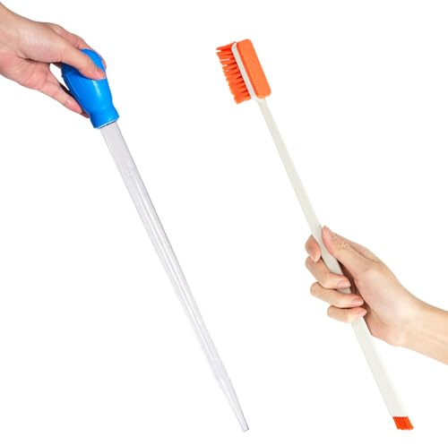 Swirge 2PCS Fish Tank Cleaning and Feeder Kit, Fish Tank Cleaner Brush and Coral Feeder Set, Turkey Baster for Aquarium, Algae Scraper, Long Pipette for Aquarium Feeding Waste Remover