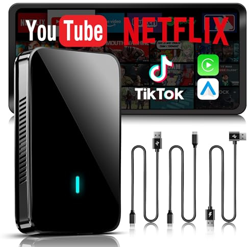Carplay Wireless Adapter, AI Box Carplay Supports for Netflix/YouTube/TF Card, 4GB+32GB Magic Box Adapter, Plug & Play, Drivechat with AI Skills, Dual WiFi, Bluetooth, Fits for OEM Wired CarPlay Cars