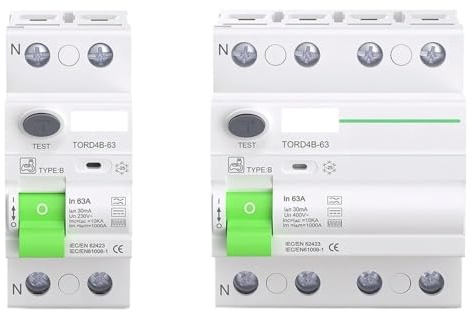 Interruttore Magnetotermico Interruttore differenziale RCD tipo B interruttore corrente 2P 4P AC 40a 63a 30ma 100ma 300ma 10KA su guida Din 230V(40A,2 Pole 100mA)