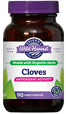 Oregon's Wild Harvest Cloves Organic Traditional Herbal Supplement Non-GMO pullulan (Plant sourced) Vegan Capsules 90 Count