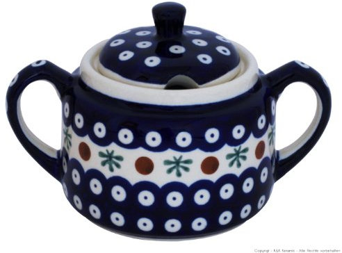 Original Bunzlauer Keramik Zuckerdose 0,35 Liter im Dekor 41