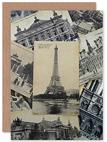 Wee Blue Coo COLLAGE POSTCARDS PARIS FRANCE EIFFEL TOWER ANTIQUE GREETINGS CARD