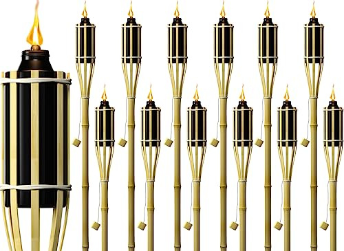Matney Bamboo Torches for Outside, 4 Ft, 12 Pack
