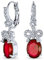 Urlaub Braut Hochzeit Vintage-Stil Aaa Kubischer Zirkon Simuliert Rubin Rot Cz Akzent Band Bogen Oval Tropfen Ohrringe Für Frauen Versilbert Hebel Zurück Juwel Farben