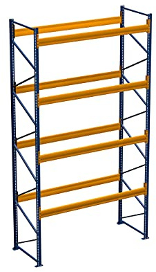 Nedcon Palettenregal 3 m Schwerlastregal 1 Feld 10 Paletten | Lagerregal für Europaletten, 1985x1100x3000 mm, 1850 kg Fachlast, blau/orange, EU-Qualität, DIN EN geprüft
