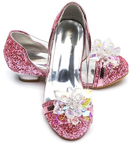 ELSA & ANNA Prinzessin Schuhe Mädchen – Prinzessin Schuhe mit 3 cm hohem Absatz – Glitzer Schuhe Mädchen – Schuhe für ELSA Kleid für Partys, Fasching, Karneval – (PNK16-SH)