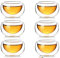 FGF-EU Clear Double Walled Glass Coffee Cups Insulated Glass Tea Cup Heat Resistant Double Layer Tea Cup 50ml Set of 6