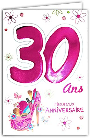 Carte Anniversaire 30 ans Femme avec Enveloppe Belle Féminine Beauté Maquillage Chaussure Talon aiguille Mode 69-2029