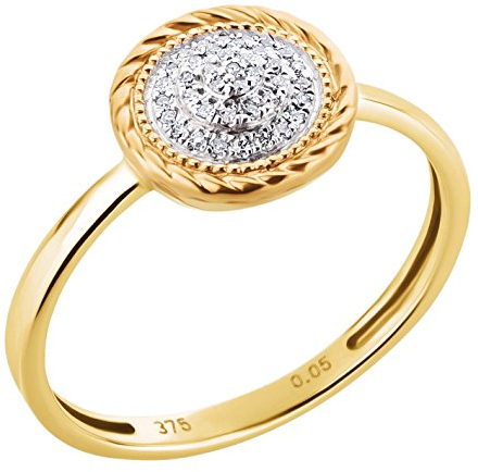 Ardeo Aurum Damenring aus 375 Gold bicolor Weißgold Rosegold mit 0,05 ct Diamant Brillant Kreis-rund