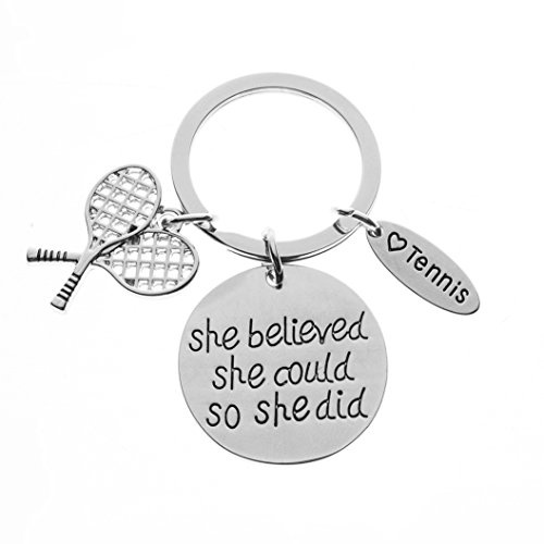 Sportybella Tennis Keychain - She Believed She Could Charm - Tennis Gifts