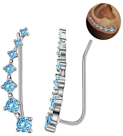 925 Sterling Silber Creolen Ohrringe mit 7 Kristallen Hypoallergen, Sterling Silber, Zirkonia
