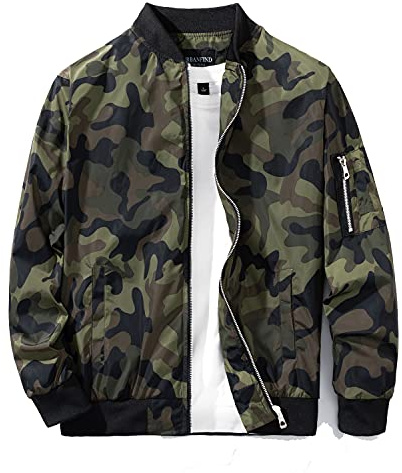 URBANFIND Men's Slim Fit Lightweight Sportswear Jacket Casual Bomber Jacket US M Camo Green