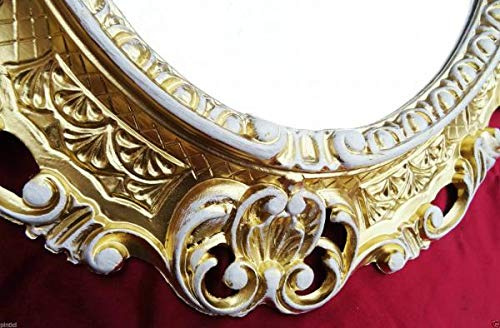 artissimo Bilderrahmen Oval Gold-Weiß Retro Barock Spiegelrahmen 45X37 Antik Fotorahmen 3045