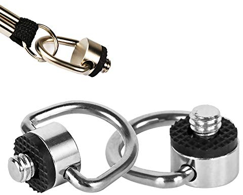 Stainless Steel D Ring Screw Hinged holder Camera Fixing Screw 1/4-20 Thread for Tripod DSLR Cameras for Quick Release Wrist Strap Sling 2 Pack