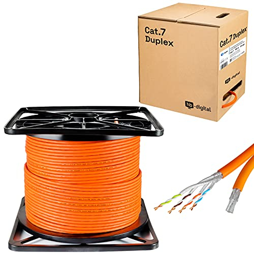 HB-DIGITAL 100m CAT 7 Netzwerkkabel LAN Kabel Verlegekabel Ethernet Installationskabel 10 Gbit/s AWG23 S/FTP - GHMT Zertifiziert - reines Kupfer LSZH BauPVO Klasse Cca Datenkabel Duplex - Orange