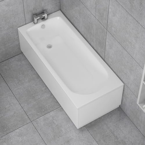 1600 x 700mm Designer Single Ended Bathtub Acrylic Bathroom Curved White Soaking Bath Tub - Breeze