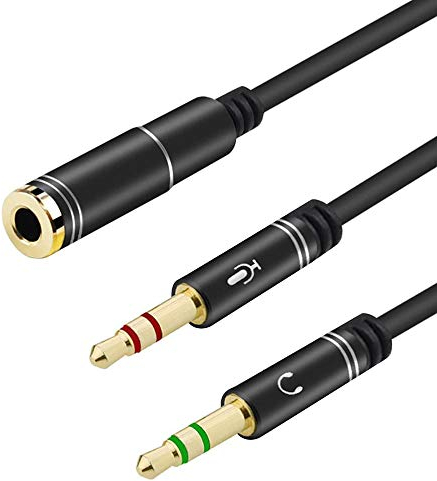 EasyULT 3,5 mm Adaptateur Jack, 3.5mm Femelle vers 2 Double Male Jack Audio Cable Splitter Adaptateur, Micro Audio Y Câble Séparateur(Argent)