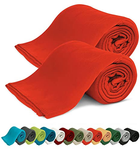 KiGATEX Fleecedecken 2er-Pack 130x160 cm – Weiche Kuscheldecken aus Polar Fleece – Oeko-TEX® Zertifiziert & pflegeleicht – Für Sofa, Bett, Garten & Haustiere – rot