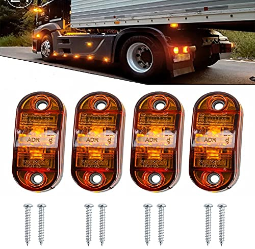 Ready LED-Seitenmarkierungsleuchten, wasserdichte Anzeigen, Positionsseitenleuchten für 12 V/24 V Anhänger, Van, Wohnwagen, LKW, Boote, 4 Stück (gelb)