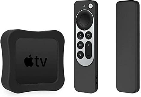 Silikonhülle TV Box Schutzhülle Fernbedienung Stoßfeste Abdeckung für 2021 Apple TV 4K 6. Generation (Schwarz)