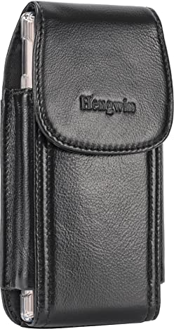 Hengwin Leder Handy Holster Fall Taille Gürtel Tasche für iPhone 16 Pro Max/16Plus iPhone 15 14Plus 15 14 13 12 11 Pro Max/Samsung Galaxy S25 S24 S23 Ultra S25+ A06 F06 5G A72 A54 A13 Handys (schwarz)