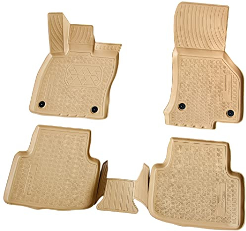 Recambo 3D Gummi Fußmatten kompatibel für VW Passat | 3G B8 | ab BJ 2014> | Auto Gummimatten | Passgenau | mit Rand | beige