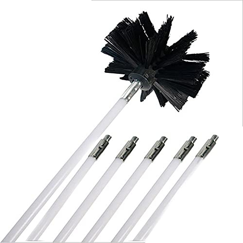 600mm Kaminbesen Schornsteinbesen, Federstahl Schornsteinbesen Kehrbesen Kaminbesen Rußbesen Nylon Schornsteinfegerbesen Flexstange Ofenrohrbürste für Kamin-und Ofenbürsten
