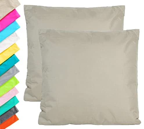 JACK 2er Set Outdoor Kissenhülle Kissenbezug 45x45cm Wasserfest Sitzkissen Lounge Kissen Garten Stuhl Lotus Effekt, Farbe:Taupe