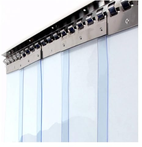 AYLYHD PVC Lamellenvorhang Streifenvorhang, Klar PVC Lamellenvorhang Überlappung Vinyl, Zum Kalter Raum Lagerhaus Gastronomie Trennvorhang, mit Edelstahlschiene Und Klemmen, 0.75x2m/2.46x6.56ft