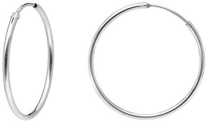 trendor Damen Ohrringe 925 Silber Creolen ⌀ 32 mm eleganter Ohrschmuck für Damen, zauberhafter Silberschmuck, zeitlose Geschenkidee, 15046