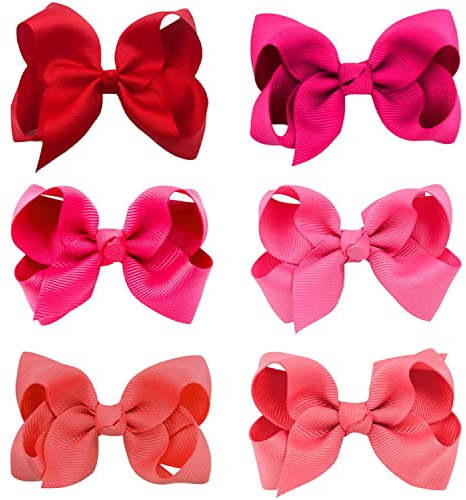 6 Stück Schleifen-Haarspangen, 3-Zoll-Pferdeschwanz-Clips, Entenschnabel-Clip-Haarschleife für Kinder, Mädchen, Frauen (6 Farben)