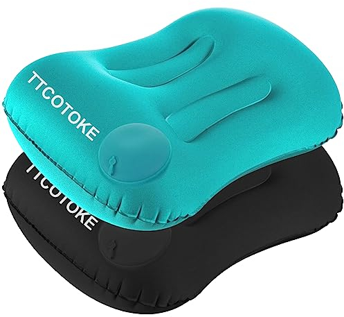 TTCOTOKE Aufblasbares Camping Kissen, 2 Stück Ultralight Camping Reise Kissen, Upgrade komprimierbar Aufblasbares Kissen ergonomisches Kissen für Camping, Outdoor, Wandern, Strand, Reise