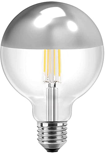 LED Kopfspiegel-Filament Globeform G125, E27, 7W 2700K 645lm, Glas klar/Spiegelkopf Silber