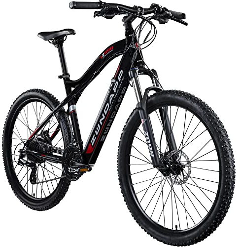 ZÜNDAPP Z898 E-Bike E Mountainbike 27,5 Zoll Pedelec 170-190 cm Hardtail MTB 10 Gang Elektro Fahräder Scheibenbremsen (schwarz/rot, 48 cm)