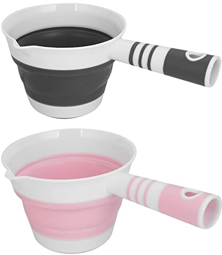 Hopbucan 2 Pack Foldable Water Ladle, Collapsible Water Scoop Dipper, Folding Bath Spoon Ladle, Space Saving for Kitchen Bathroom