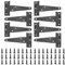 NAMYEUT 8 Stück 10 cm T Scharniere Schwarz, Schwerlast Scharnier Türscharnier Klappbar mit Schrauben, Verzinkt Torbänder Gartentor Scharniere für Holztüren Fenster Schrank Scheunentore