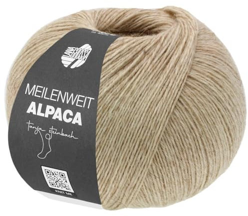 LANA GROSSA Meilenweit 100 Alpaca | Kuschelweiches Alpaka-Sockengarn, im Wollprogramm bis 30°C | Handstrickgarn aus 70% Alpaka & 30% Polyamid | 100g Wolle zum Stricken & Häkeln | 420m Garn FB2007