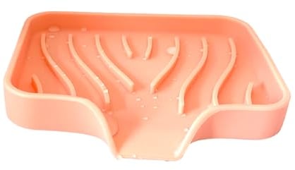 Porte-savon en silicone flexible avec écoulement Pink Lady - Antidérapant - Avec égouttoir - Pour salle de bain, cuisine, douche - Rose - Pour femme et fille - Rose