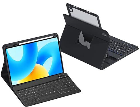 HLTOOP Coque Clavier pour Xiaomi Pad 5/5 Pro 11 Pouces, AZERTY Français, Étui Magnétique Rotatif À 360° avec Amovible Clavier Bluetooth sans Fil,Noir