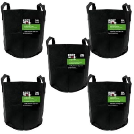 Root Pro + Runde und quadratische Stoff-Pflanztöpfe, 20 l, 25 l, 30 l, mit Griffen, stark (rund, 25 l)
